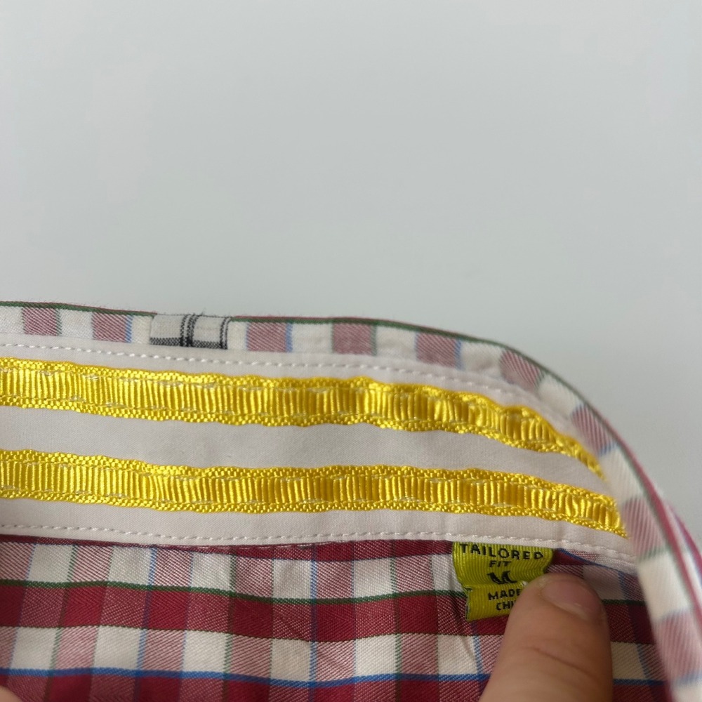 Robert Graham Men's M Tailored Fit Gingham Check Button Down Shirt Red White - Picture 2 of 12